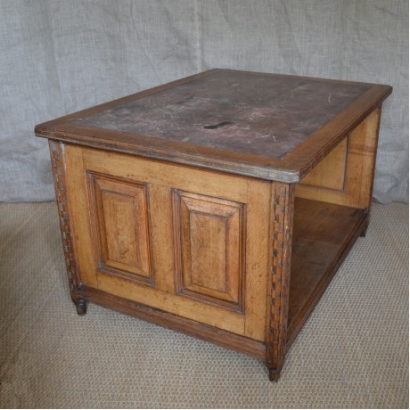 A large oak library centre cabinet/table
