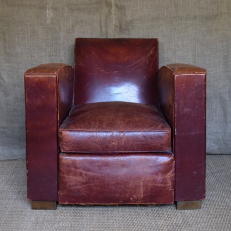 1930's Red Leather Club Chair