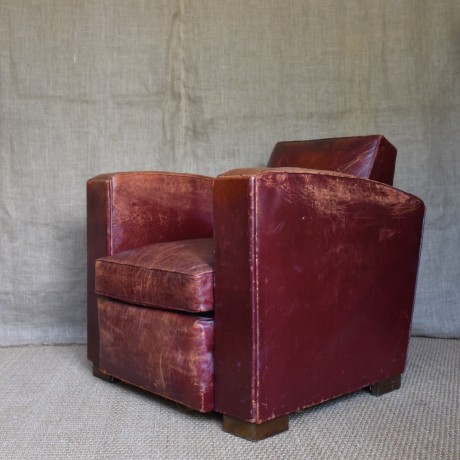 1930's Red Leather Club Chair